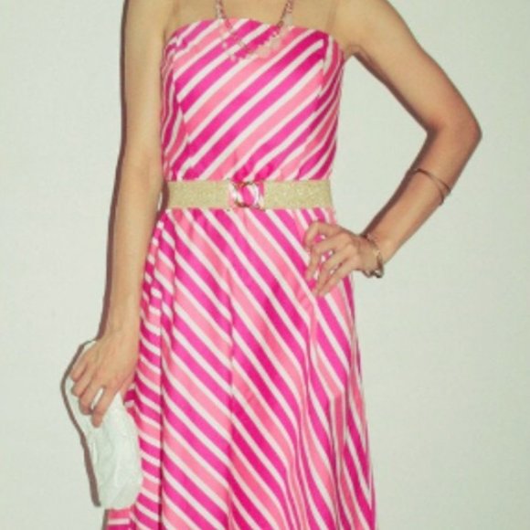 Ann Taylor Vintage Pink Peach Stripes Dress Size 2 - Picture 2 of 10